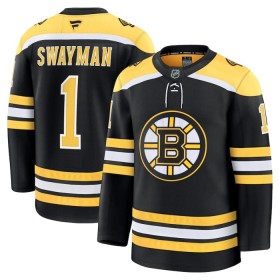 Boston Bruins Dresy Fanatics Premium Jeremy Swayman 2024-25 Černá Domácí - Pánské